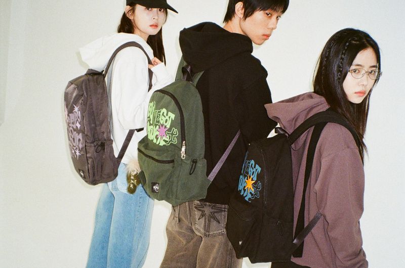 Printed Twill Pocket Backpack (Green)
