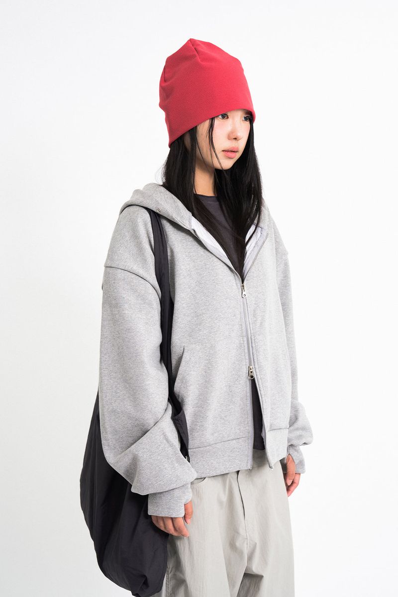 Lowell crop fingerhole hood zip-up