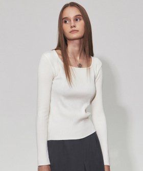 MINIMAL SQUARE LS KNIT_KHAKI