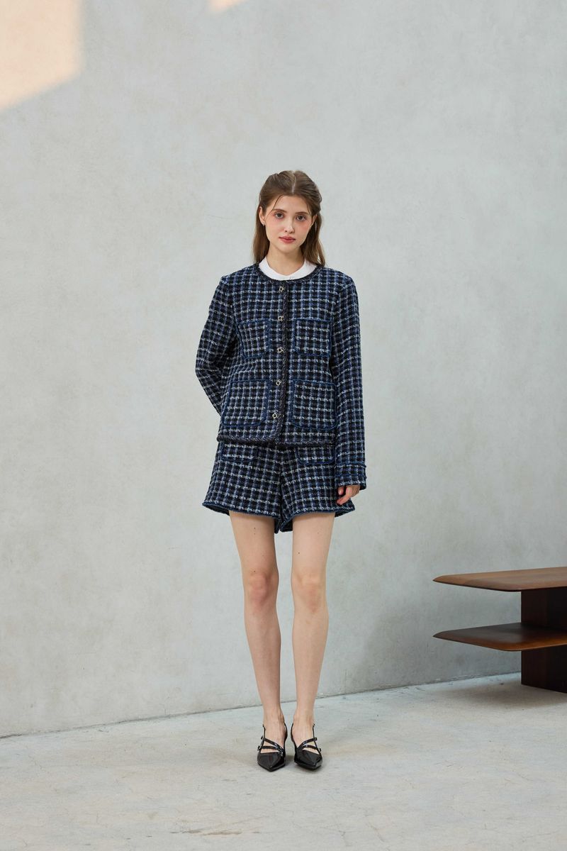 COMELY TWEED SHORTS PANTS / BLACK