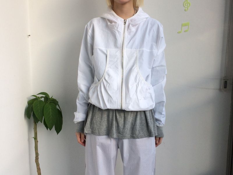 Shirring Pocket Two-Way Wind Zip-Up
