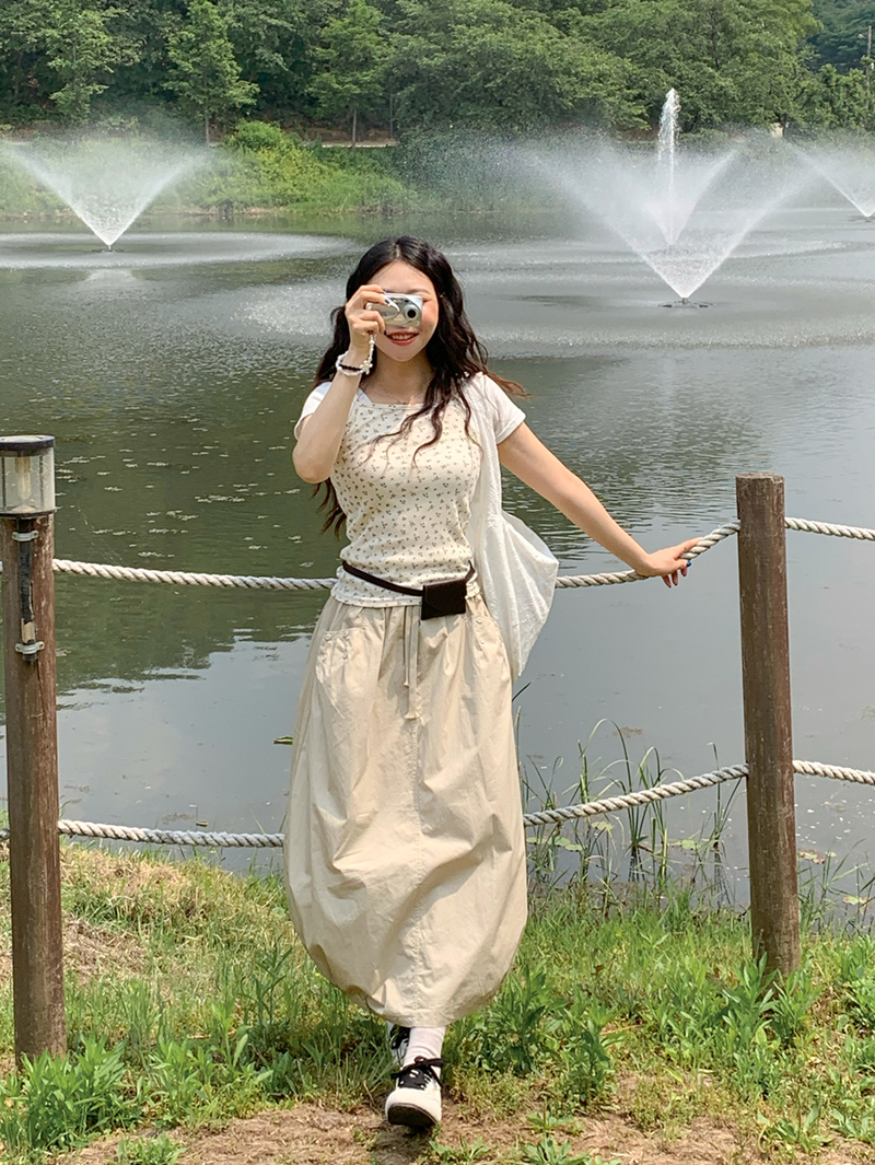 pumpkin balloon pocket long skirt