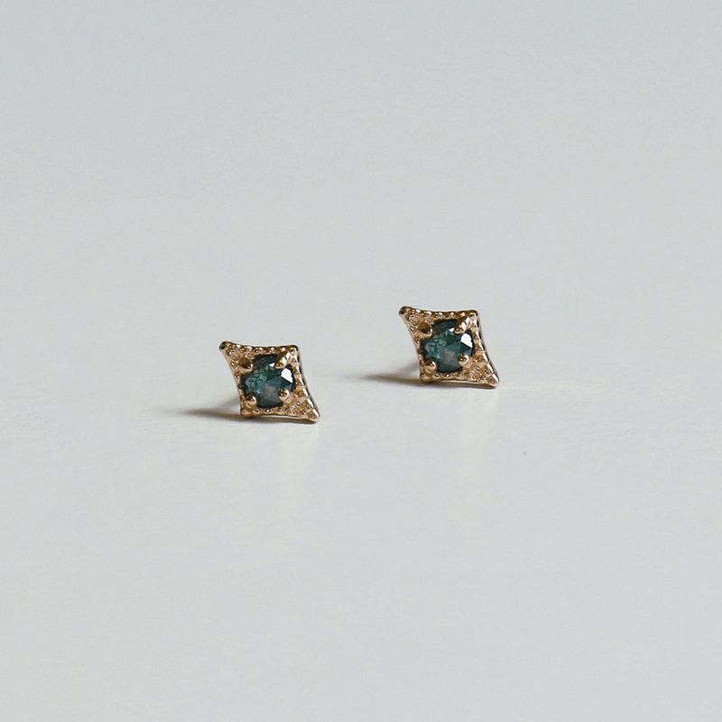 [シングルピアス] 14K ゴールドグリーンピアス