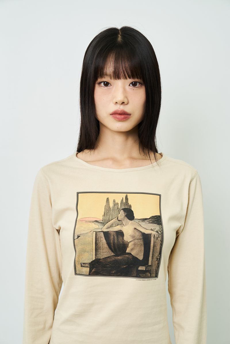 CHANCECHANCE（チャンスチャンス）の「 PAINTING PRENTED WOMAN LONGSLEEVE T-SHIRT（Tops）」