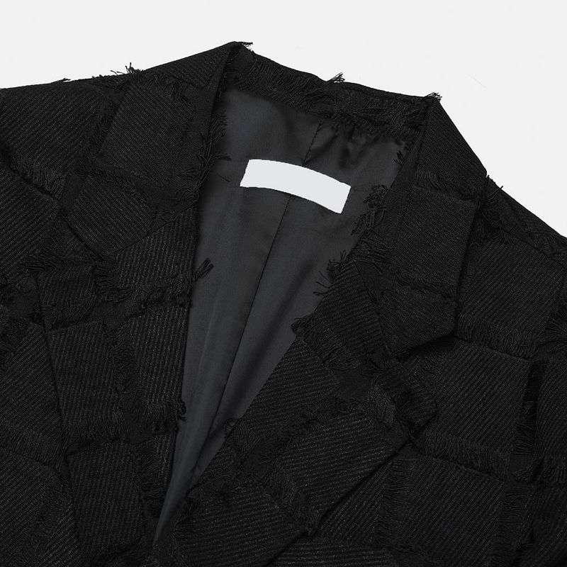 Pleddy Fringe Check Blazer (2color)