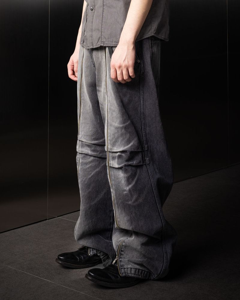 Long Zipper Denim Pants (Black)