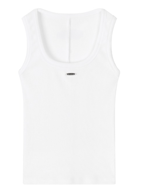 mnem（ムネム）の「[mnem] Metal Logo Rib Tank (white)（Tops）」