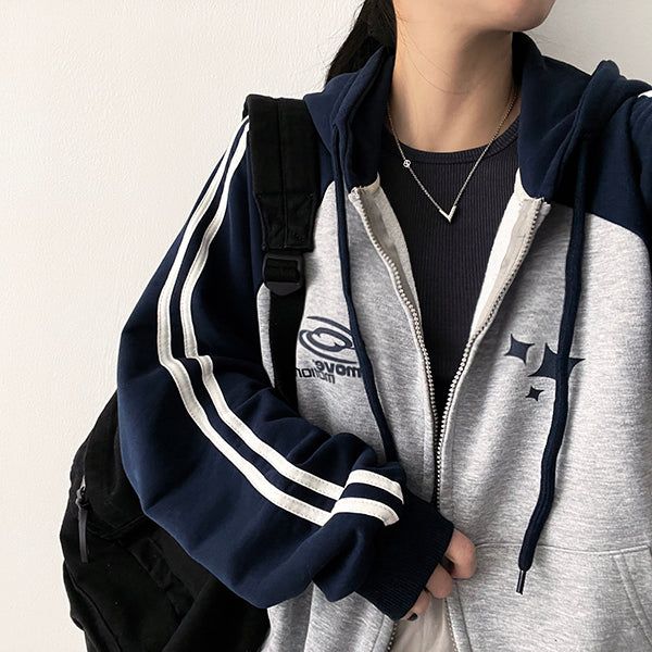Deki Zuri Track Line Hooded Zip-Up