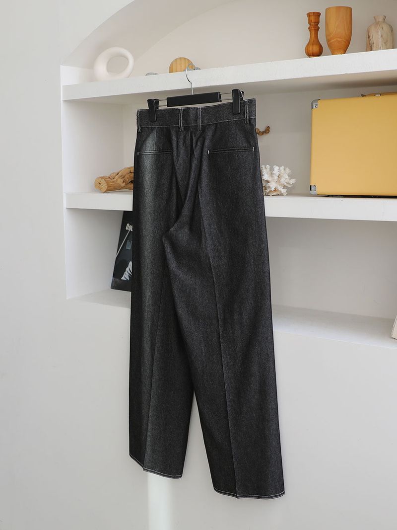 Oh Stitch Denim Slacks (2color)
