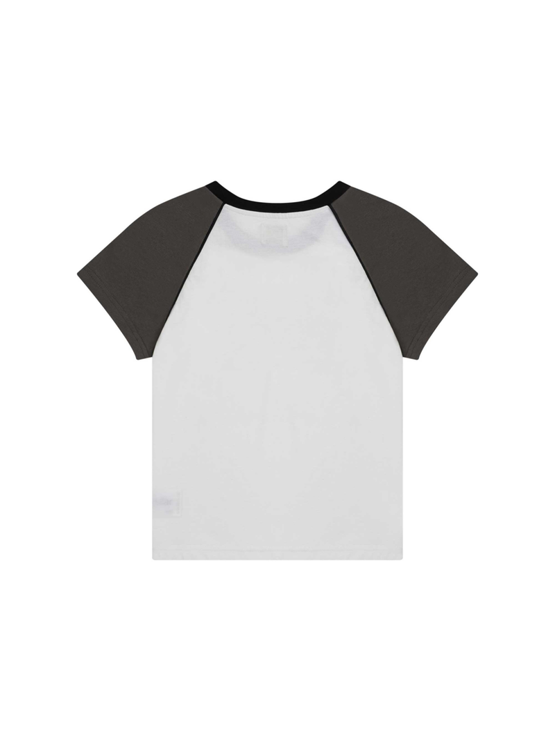 1/2 MULTI SKULL RAGLAN TEE (WHITE/CHARCOAL)