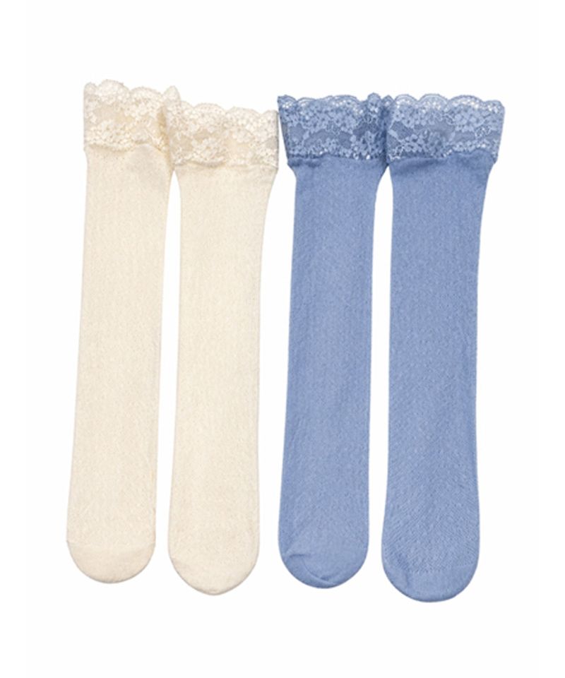 [2PCS 1SET] DEWY DOT LACE SOCKS