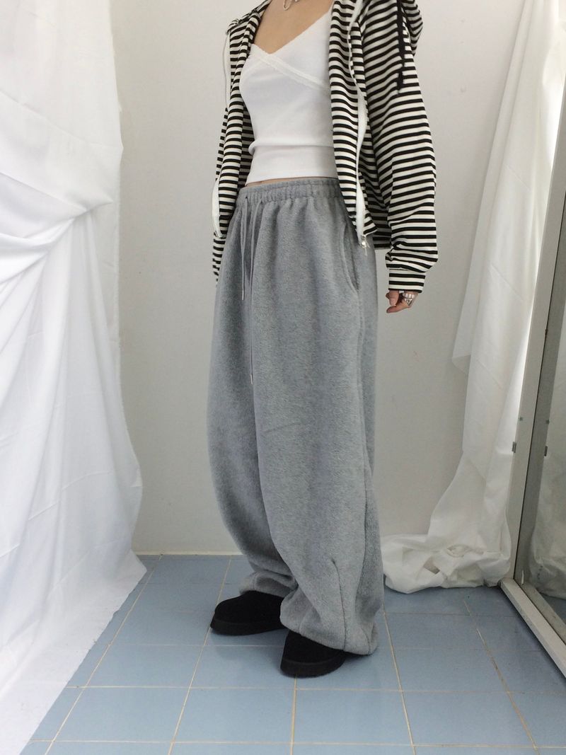 Stripe Semi-Crop Hooded Zip-Up