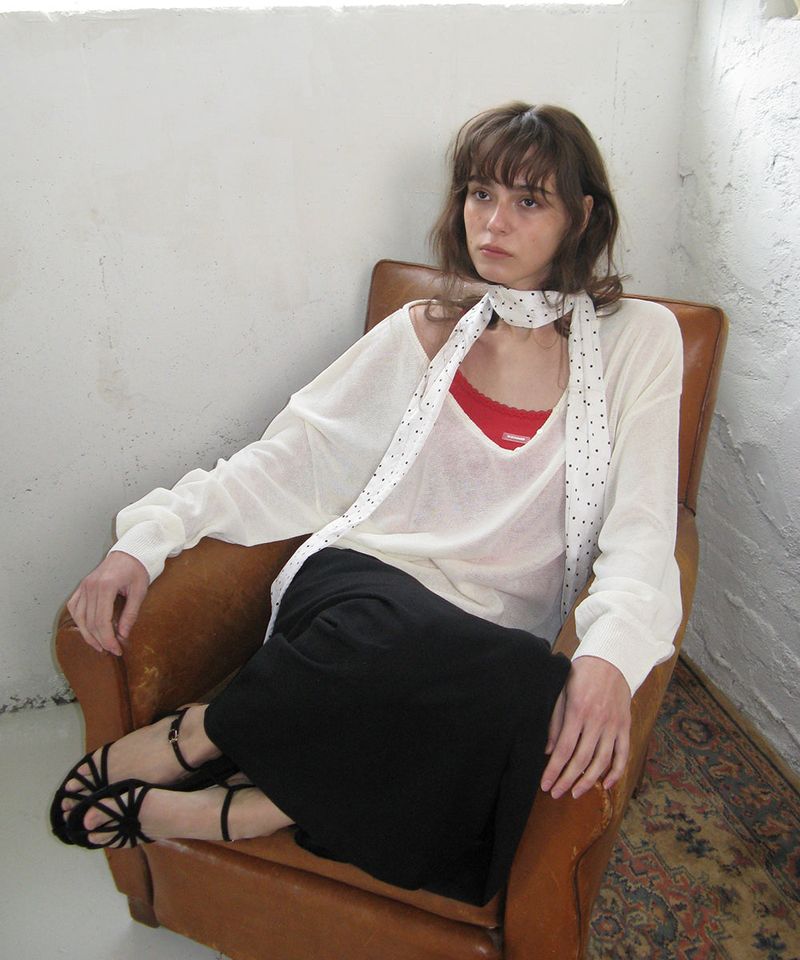 WITHOUTSUMMER(ウィズアウトサマー)の「Button v-neck knit_ivory(Tops)」