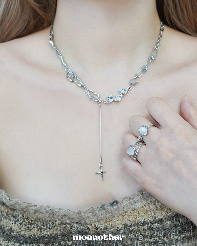  [S.Steel] Oriental Drop Rose Necklace