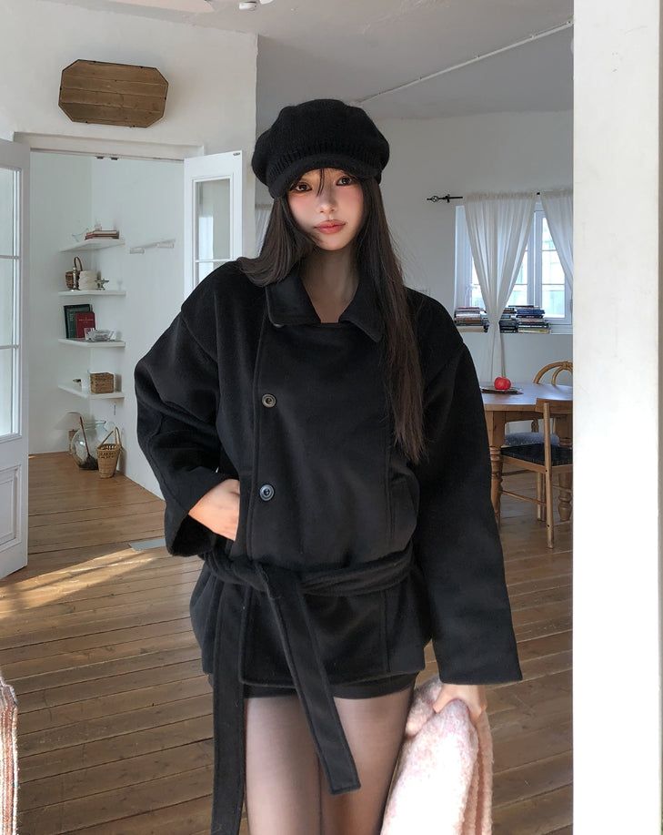 Forbe Belted High Neck Half Coat