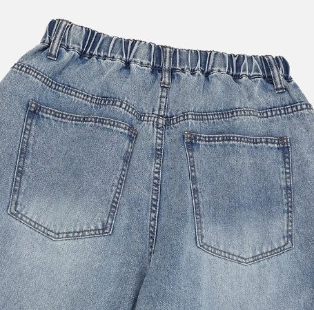 Fit String Banded Balloon Denim Pants