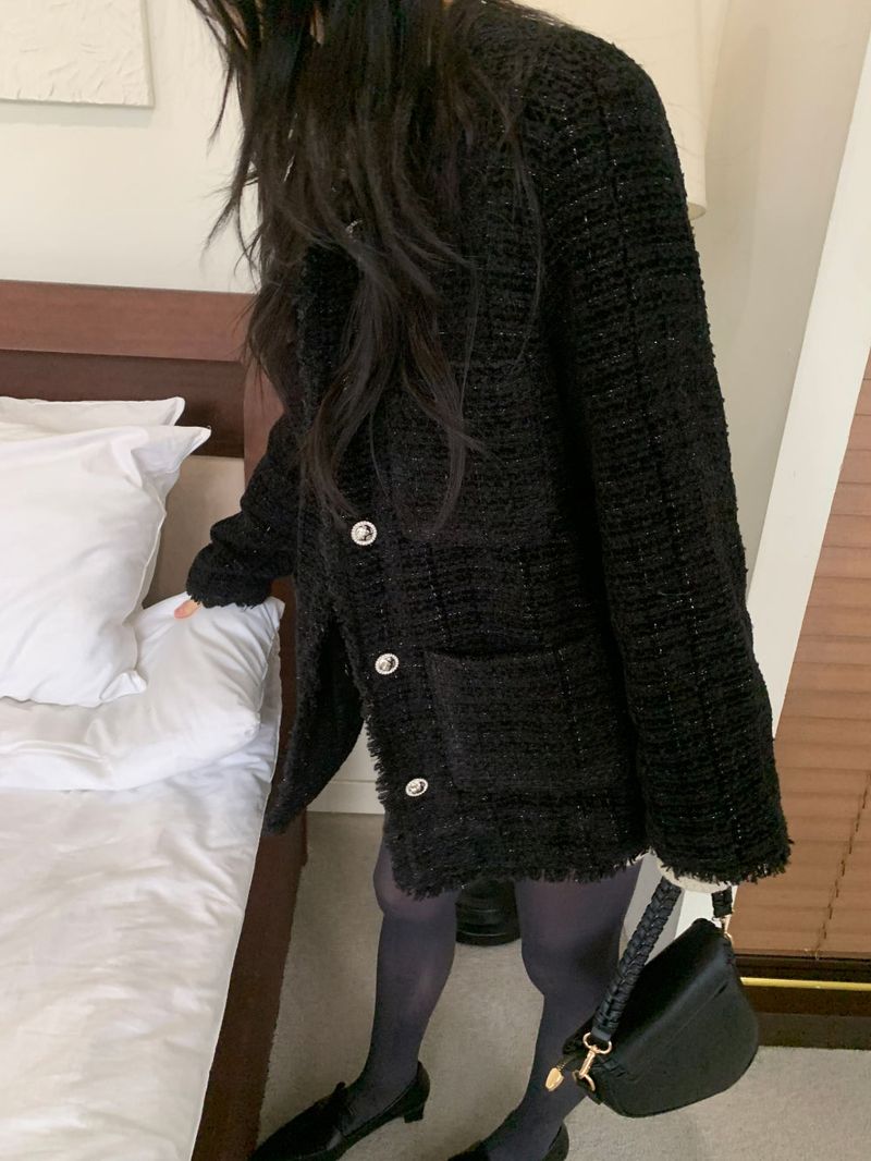 IF classic oversized tweed quilted jacket