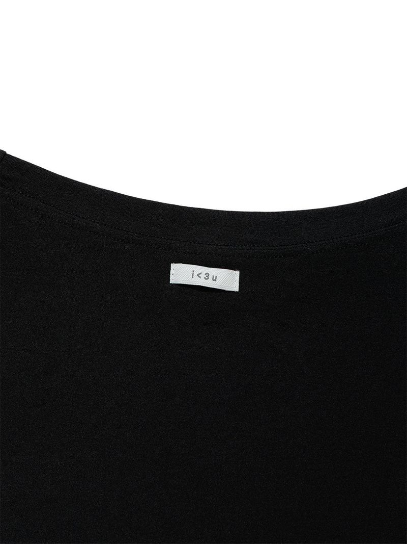 UNBALANCE BUTTON SHOULDER TOP(BLACK)