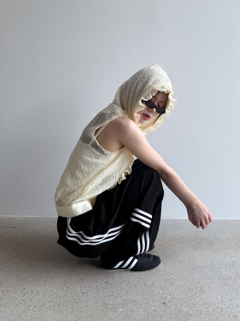 pintuck track pants