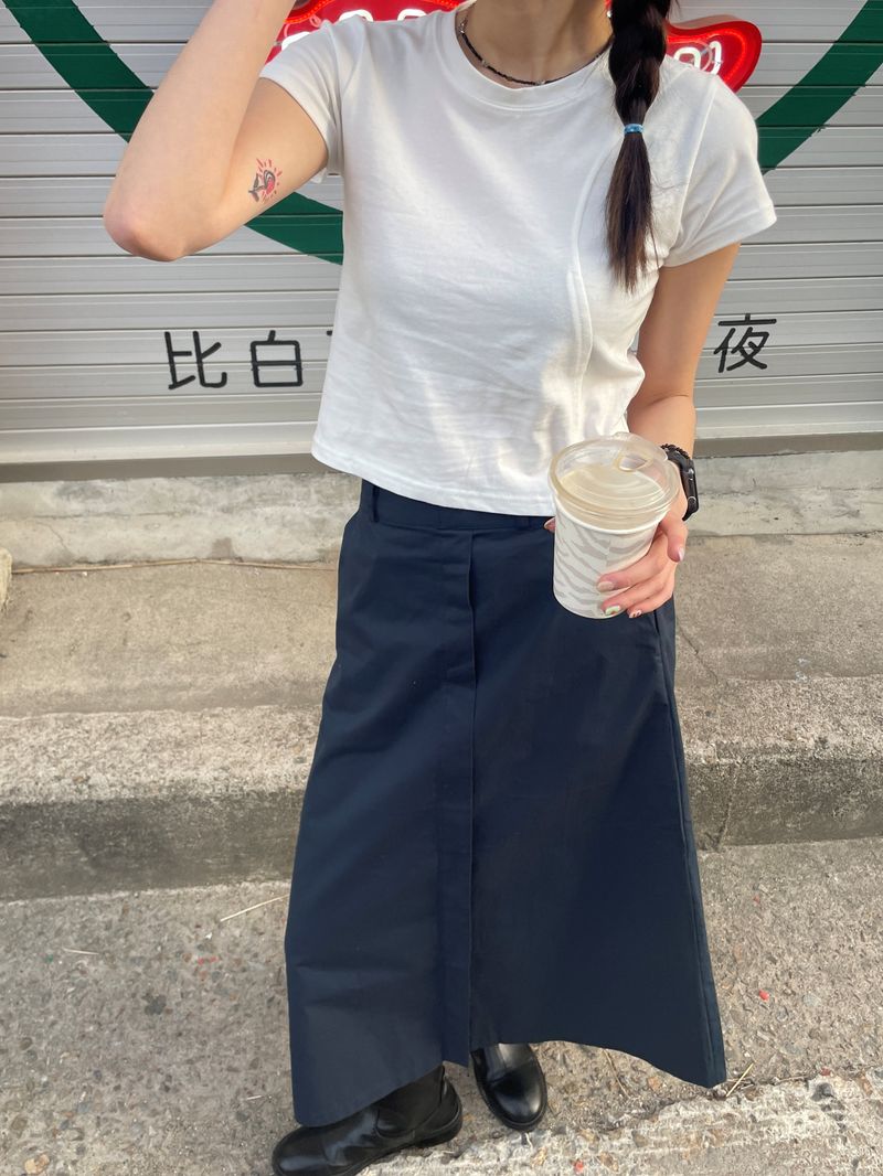 Harney button long skirt