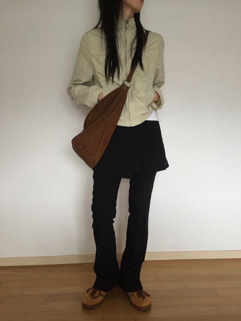 Cut slacks layered pants (2 colors)