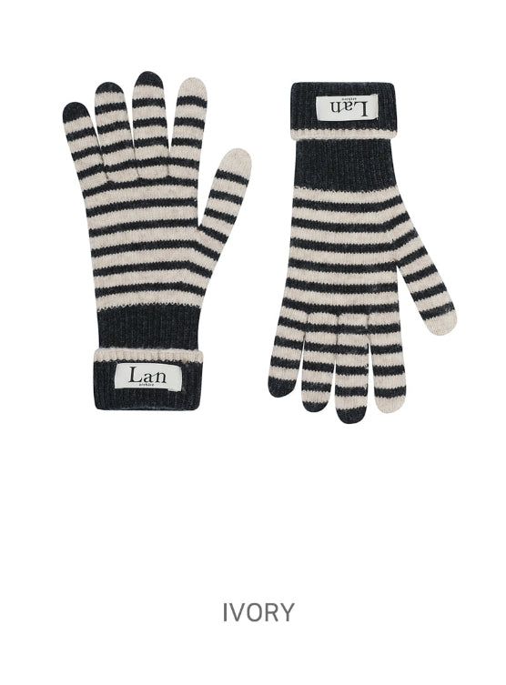 [LANARCH] Fold Stripe Label Gloves