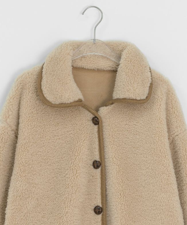 Bigget Collar Wool Mustang Fur Jacket