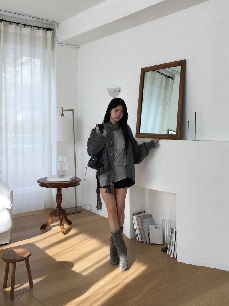 Suede shirring warmer boots