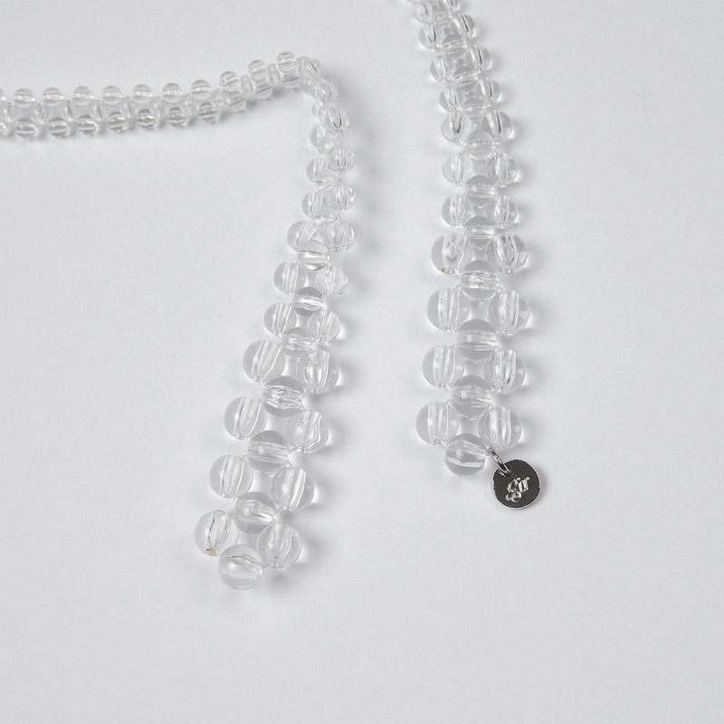 BEADED MULTI CLEAR TIE NECKLACE