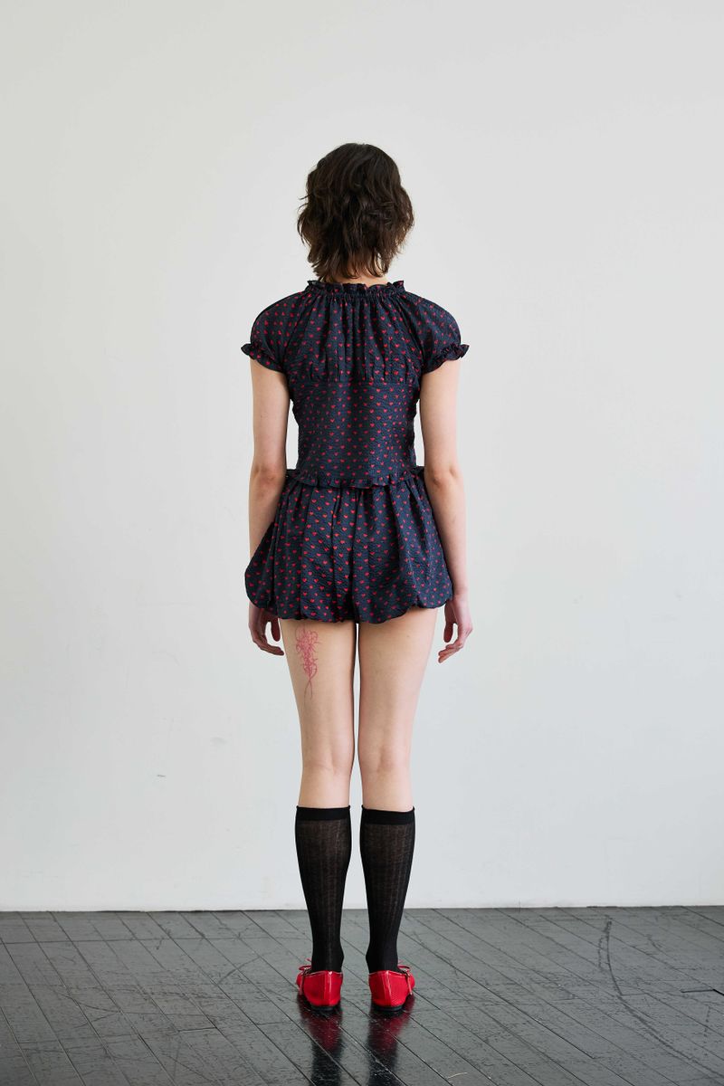MINI HEART TWO WAY BLOUSE / NAVY