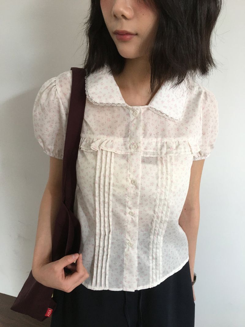 Anki Flora Frill Blouse (1color)
