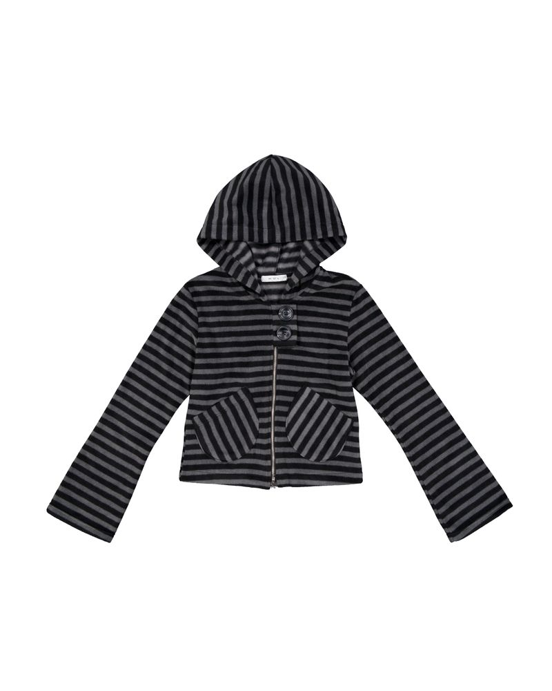 KUL（キュール）の「ポケットフリースフーディージャケット [Striped]（ジャケット/アウター）」