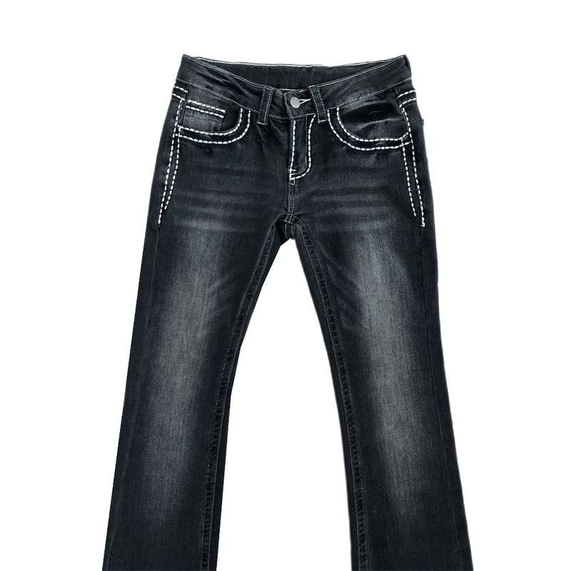 Back Pocket Contrast Stitch Gradient Low-Rise Bootcut Pants
