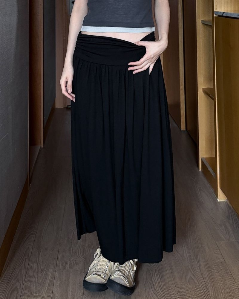 SWEAT SHIRRING MIDI SKIRT