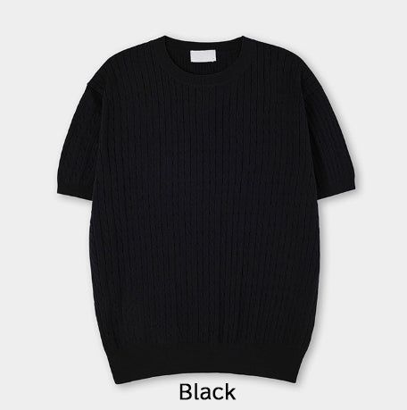 Roel Cable Round Short Sleeve Knit