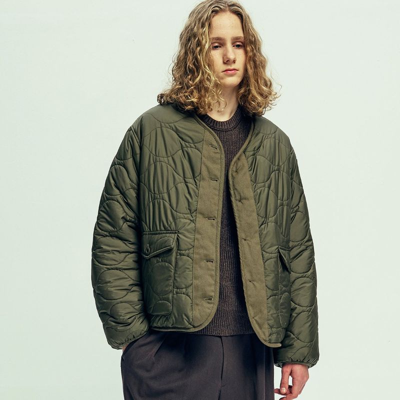 reversible quilted & fleece liner jacket olive khaki
