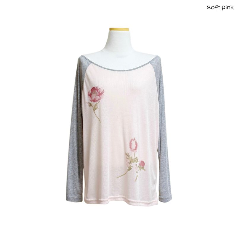 (2color) Soft Tulip Raglan Sheer Long Sleeve Tee