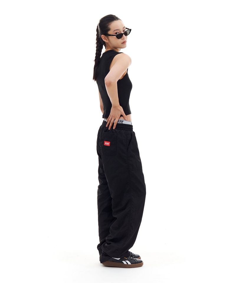 NYLON SHIRRING PANTS (BLACK)