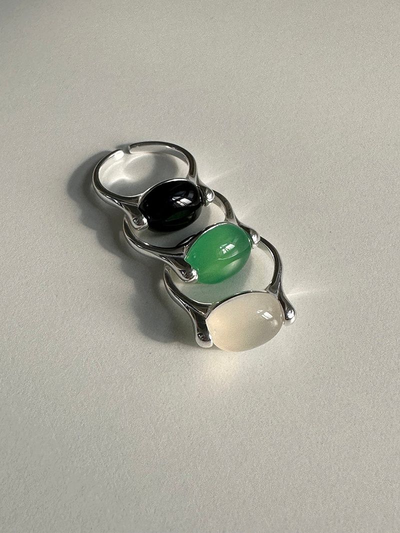 [92.5 silver] Point big stone ring (3color)