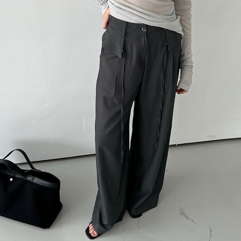Flap Stripe Slacks - 2colors