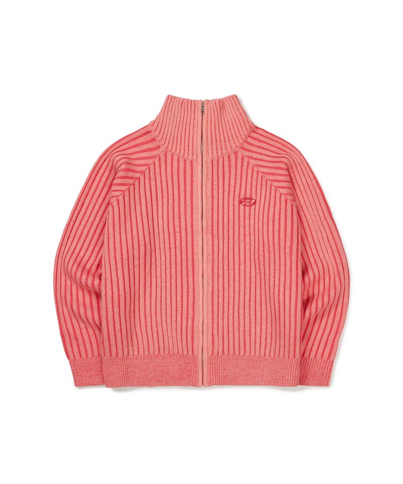 TWO TONE KNIT ZIP-UP