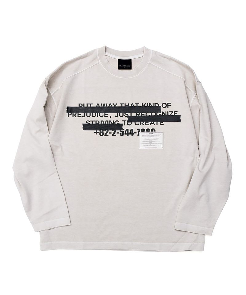 BBD ヒデンスローガンピグメントロングTシャツ(サンド)