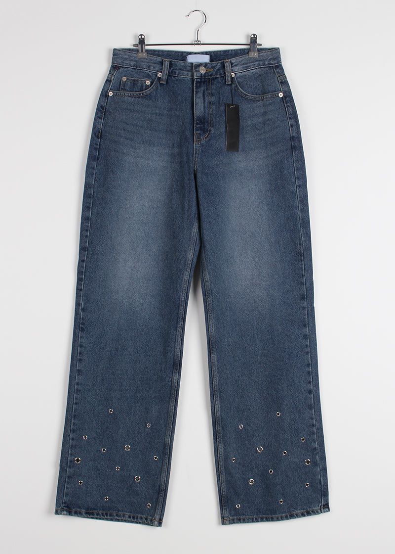 EYELET DENIM PANTS