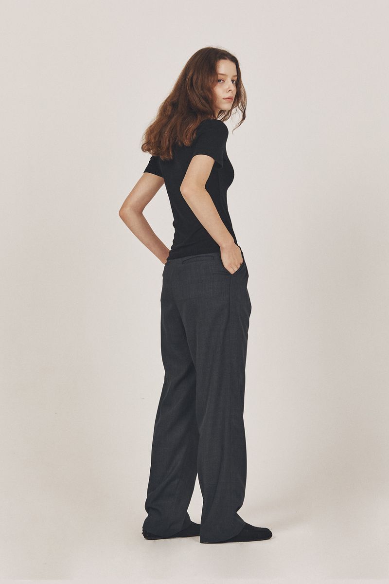 wool blended Half top_black