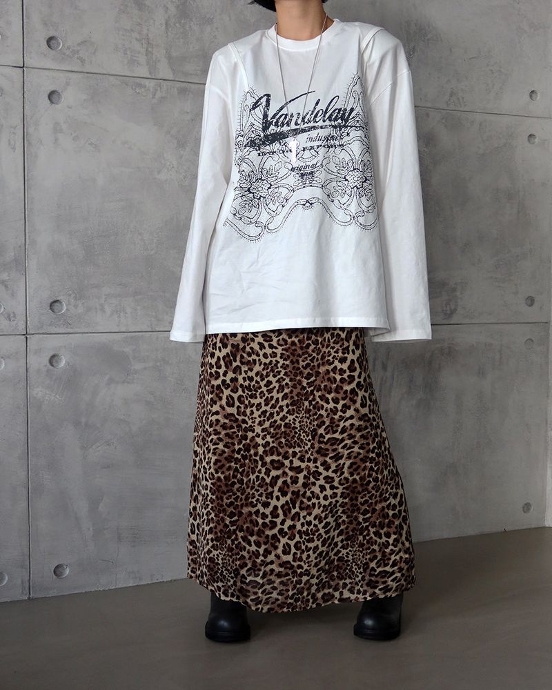 leopard leopard print maxi long skirt