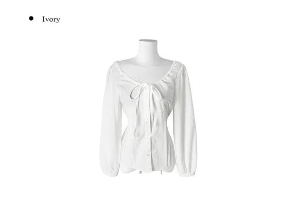 Cory Pintuck Ribbon Long Sleeve Blouse