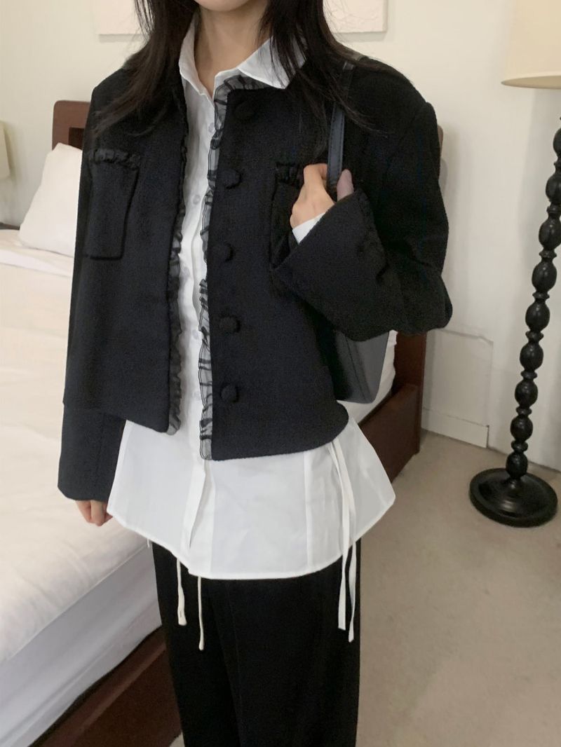 Classic Muse Lace -Trimmed Tweed Jacket