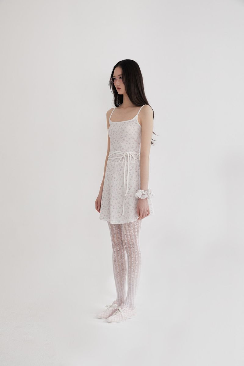 Flower strap mini dress(PINK)
