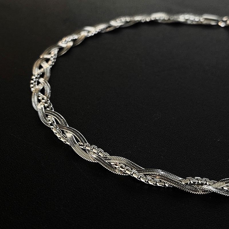 Titanium Steel Twist Chain Choker Necklace