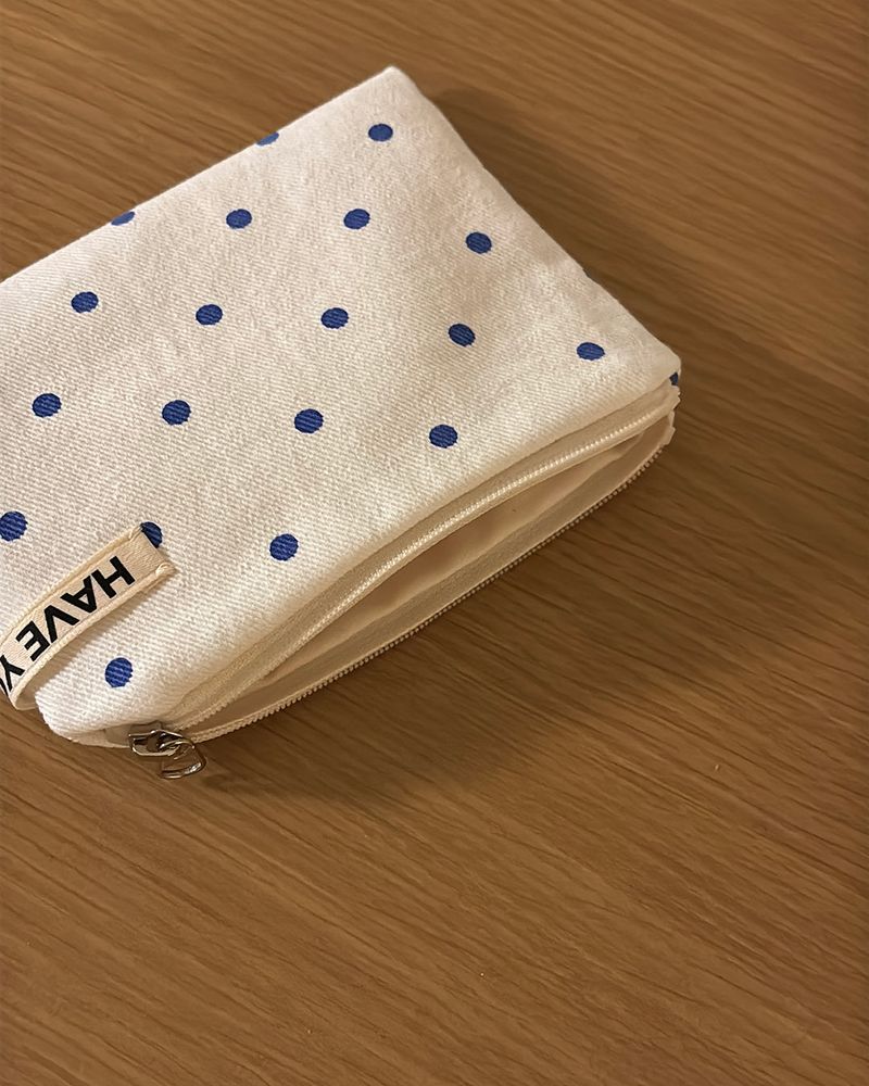 Dot flat pouch - blue , S size